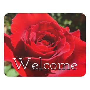 Bright Red Rose Flower Beautiful Floral Door Sign