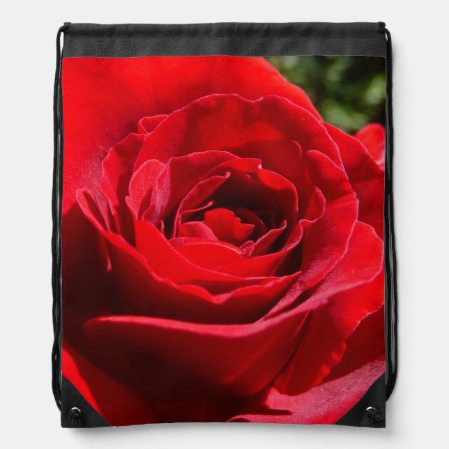 Bright Red Rose Flower Beautiful Floral Drawstring Bag (Front)