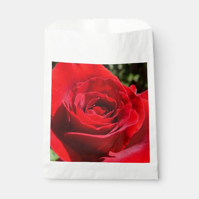 Bright Red Rose Flower Beautiful Floral Favor Bag (Front)