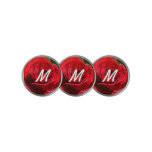 Bright Red Rose Flower Beautiful Floral Golf Ball Marker