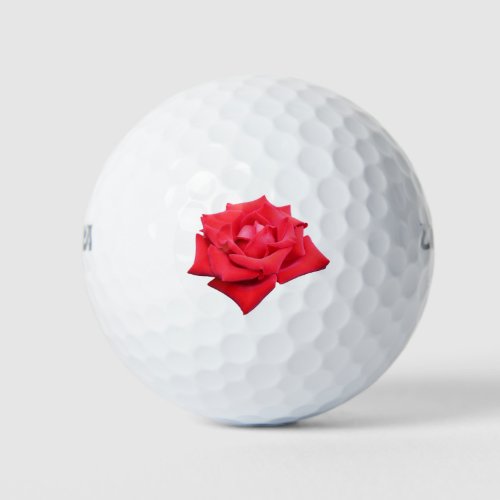 Bright Red Rose Flower Beautiful Floral Golf Balls