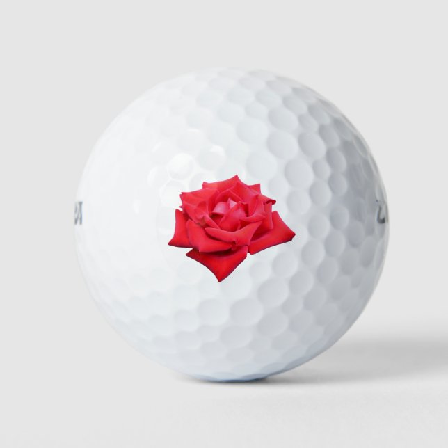 Bright Red Rose Flower Beautiful Floral Golf Balls (Front)