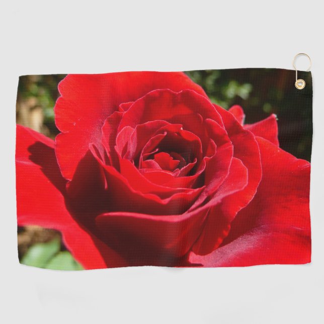 Bright Red Rose Flower Beautiful Floral Golf Towel (Horizontal)