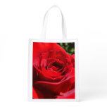 Bright Red Rose Flower Beautiful Floral Grocery Bag