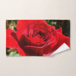 Bright Red Rose Flower Beautiful Floral Hand Towel