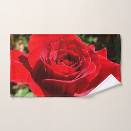 Bright Red Rose Flower Beautiful Floral Hand Towel