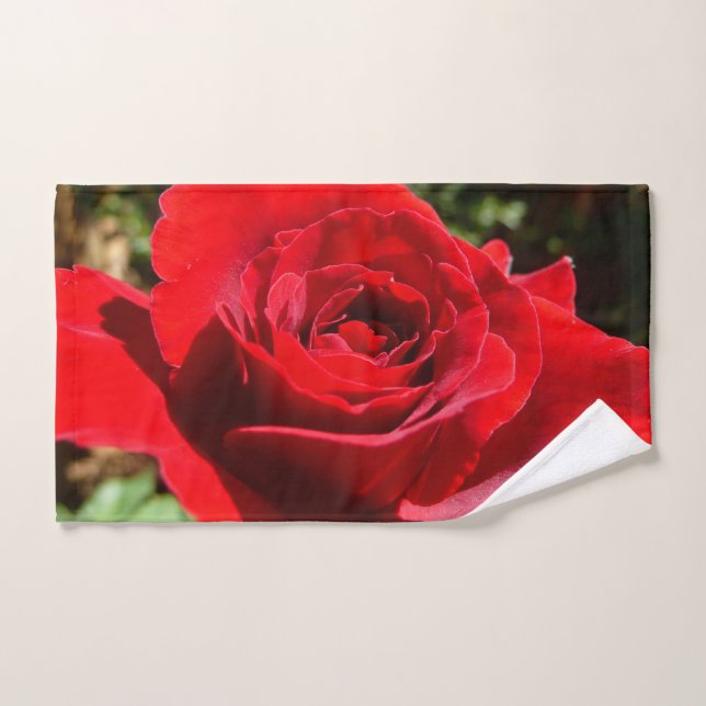 Bright Red Rose Flower Beautiful Floral Hand Towel (Hand Towel)