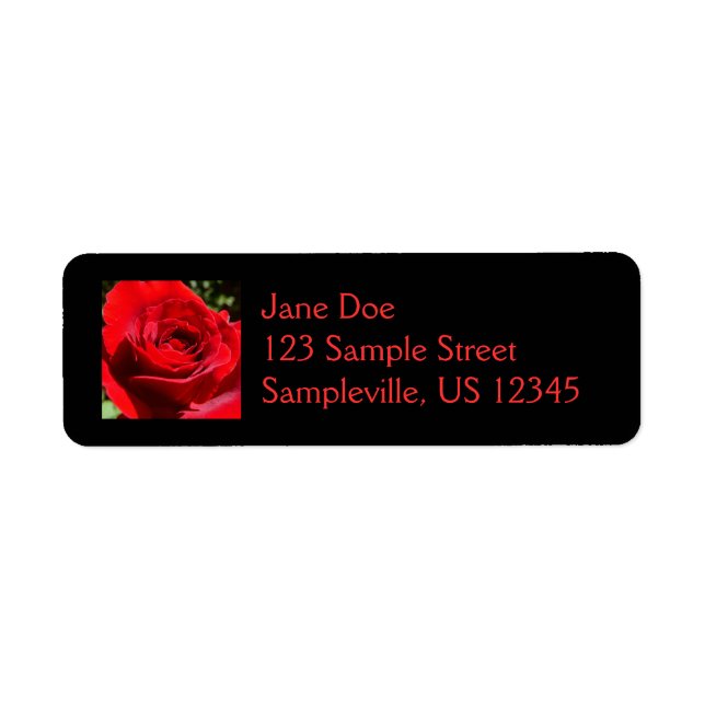 Bright Red Rose Flower Beautiful Floral Label (Front)
