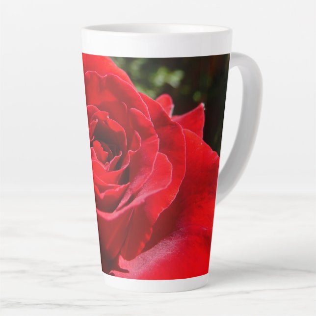 Bright Red Rose Flower Beautiful Floral Latte Mug (Right Angle)