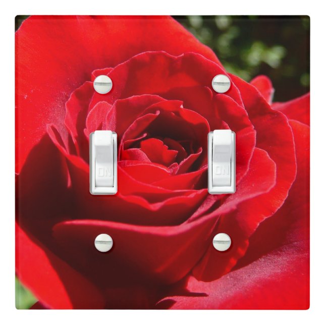 Bright Red Rose Flower Beautiful Floral Light Switch Cover (In Situ)