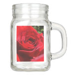 Bright Red Rose Flower Beautiful Floral Mason Jar