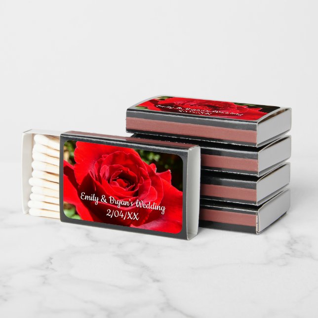 Bright Red Rose Flower Beautiful Floral Matchboxes (Stacked)