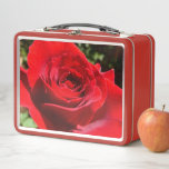 Bright Red Rose Flower Beautiful Floral Metal Lunch Box