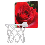 Bright Red Rose Flower Beautiful Floral Mini Basketball Hoop