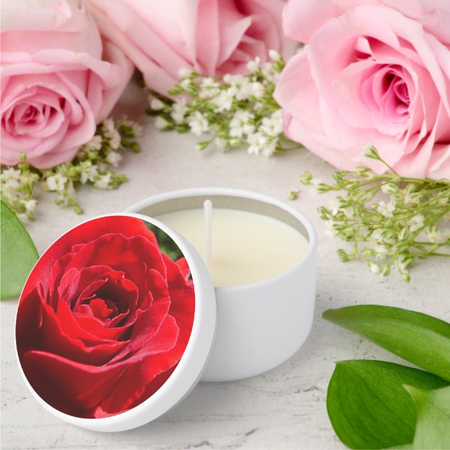 Bright Red Rose Flower Beautiful Floral Mini Candle Favors (Insitu (Wedding))
