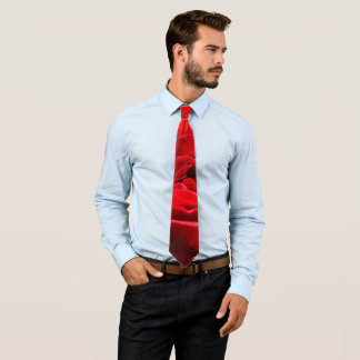 Bright Red Rose Flower Beautiful Floral Neck Tie