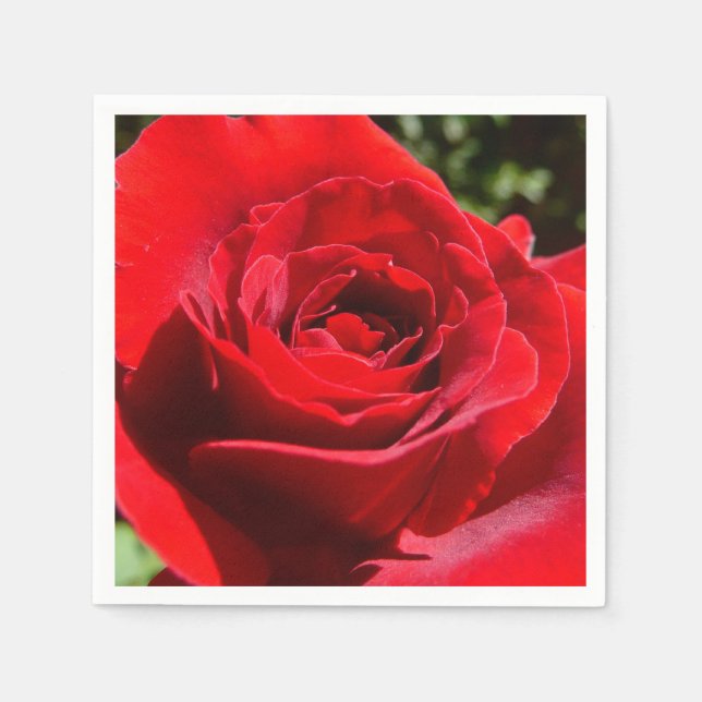 Bright Red Rose Flower Beautiful Floral Paper Napkins (Front)