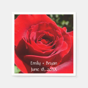 Bright Red Rose Flower Beautiful Floral Paper Napkins