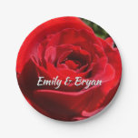 Bright Red Rose Flower Beautiful Floral Paper Plates