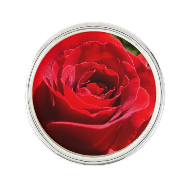 Bright Red Rose Flower Beautiful Floral Pin (Front)