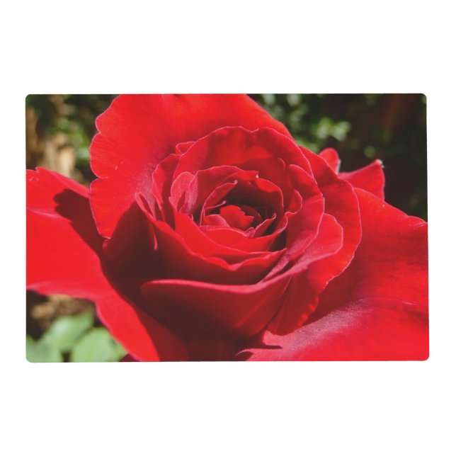 Bright Red Rose Flower Beautiful Floral Placemat (Front)