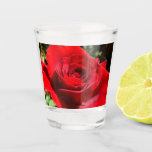 Bright Red Rose Flower Beautiful Floral Shot Glass