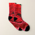 Bright Red Rose Flower Beautiful Floral Socks