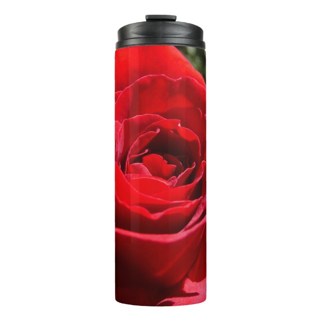 Bright Red Rose Flower Beautiful Floral Thermal Tumbler (Front)