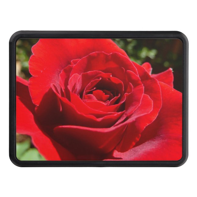 Bright Red Rose Flower Beautiful Floral Tow Hitch Cover (Front)