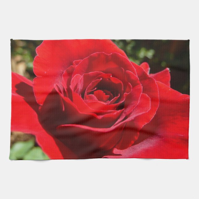 Bright Red Rose Flower Beautiful Floral Towel (Horizontal)