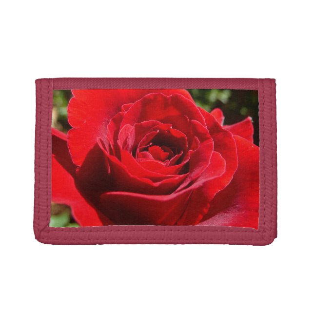 Bright Red Rose Flower Beautiful Floral Trifold Wallet (Front)