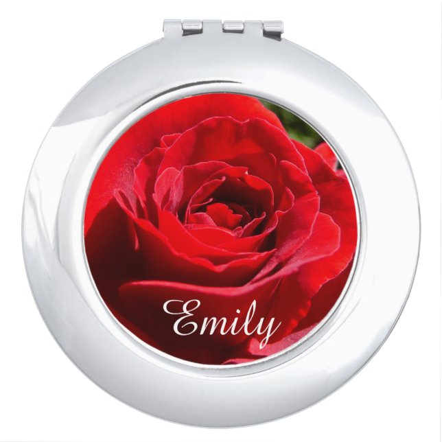 Bright Red Rose Flower Beautiful Floral Vanity Mirror (Front)