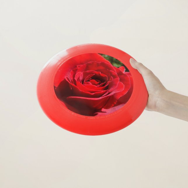 Bright Red Rose Flower Beautiful Floral Wham-O Frisbee (In Hand)