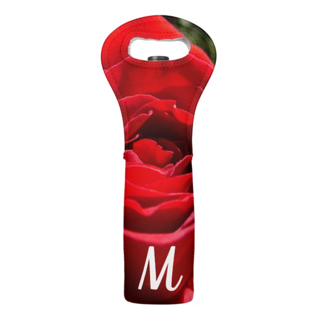 Bright Red Rose Flower Beautiful Floral Wine Bag (Front)