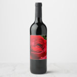 Bright Red Rose Flower Beautiful Floral Wine Label