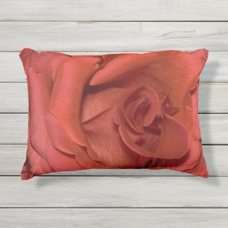 bright red rose outdoor pillow