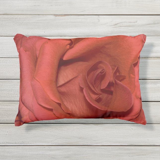 bright red rose outdoor pillow (Front)