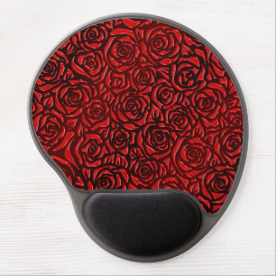 Bright Red Rose Pattern Gel Mouse Pad
