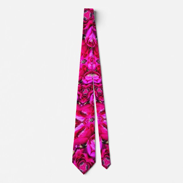 Bright Red Rose Pattern Neck Tie (Front)
