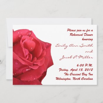 Bright Red Rose Rehearsal Dinner Invitations by TwoBecomeOne at Zazzle