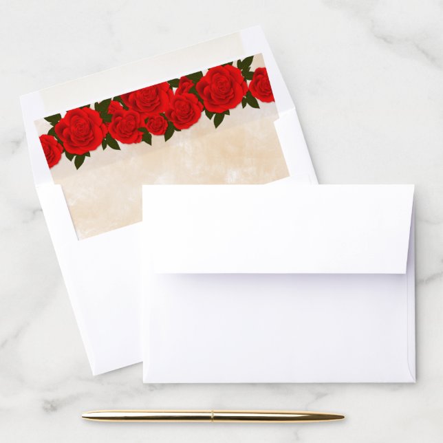 Bright Red Roses Envelope Liner (Desk)