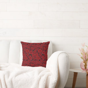 Bright Red Roses Throw Pillow