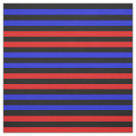 Bright red, Royal Blue, midnight black stipe Fabric