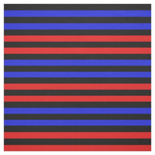 Bright red, Royal Blue, midnight black stipe Fabric