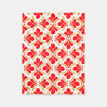 Bright Red Seamless Flower Fleece Blanket