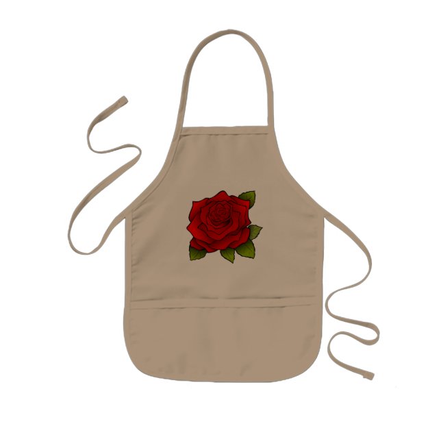 Bright Red Single Rose Kids' Apron (Front)