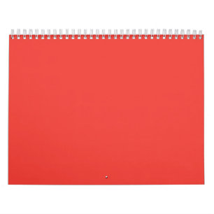 Bright Red Solid Color Background Modern Design Calendar