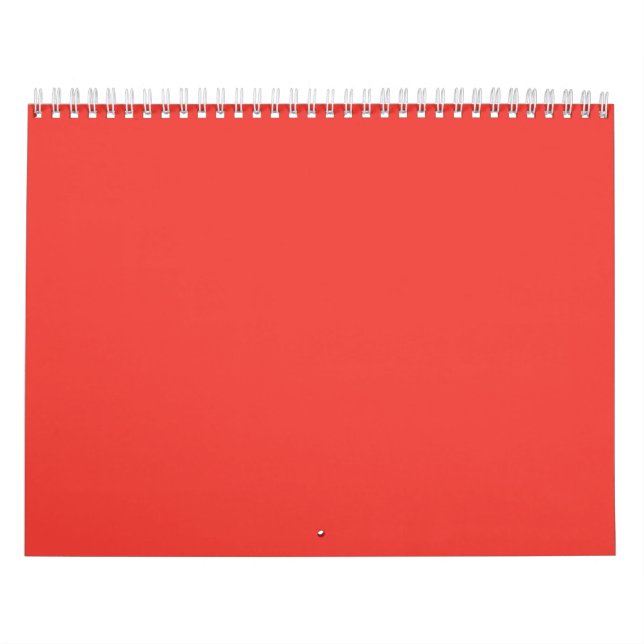 Bright Red Solid Color Background | Modern Design Calendar (Cover)