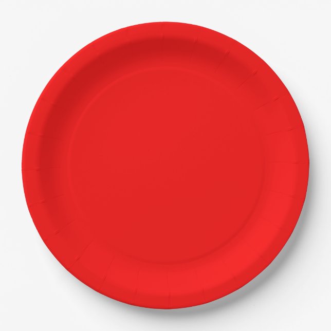 Bright Red Solid Color Paper Plates (Front)