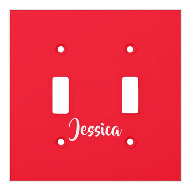 Bright red solid plain light switch cover (Front)